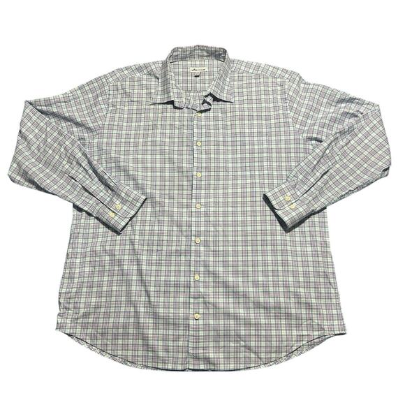 Peter Millar Other - PETER MILLAR Cotton Stripe Button Up Dress Shirt Large Long Sleeve Chest Pocket